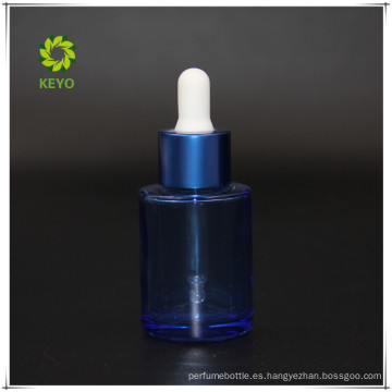 Botella de tarro coloreada azul vendedora con mejores ventas del tarro de los cosméticos de la botella del cuentagotas de la loción de 30ml